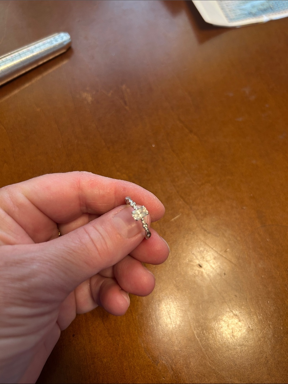 Beautiful delicate white sapphire and diamond ring 14k sz 5.75/6 - Picture 4 of 6